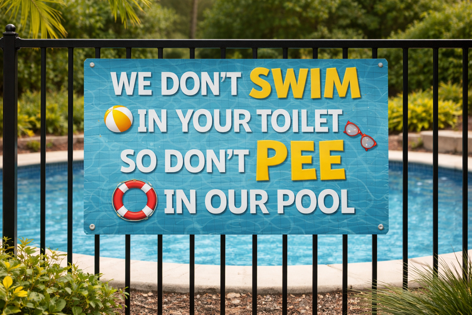 Funny Pool Sign Don’t Pee In Pool Humor Pool Rules Sign 13x19 Laminated Backyard Pool Decor Summer Sign