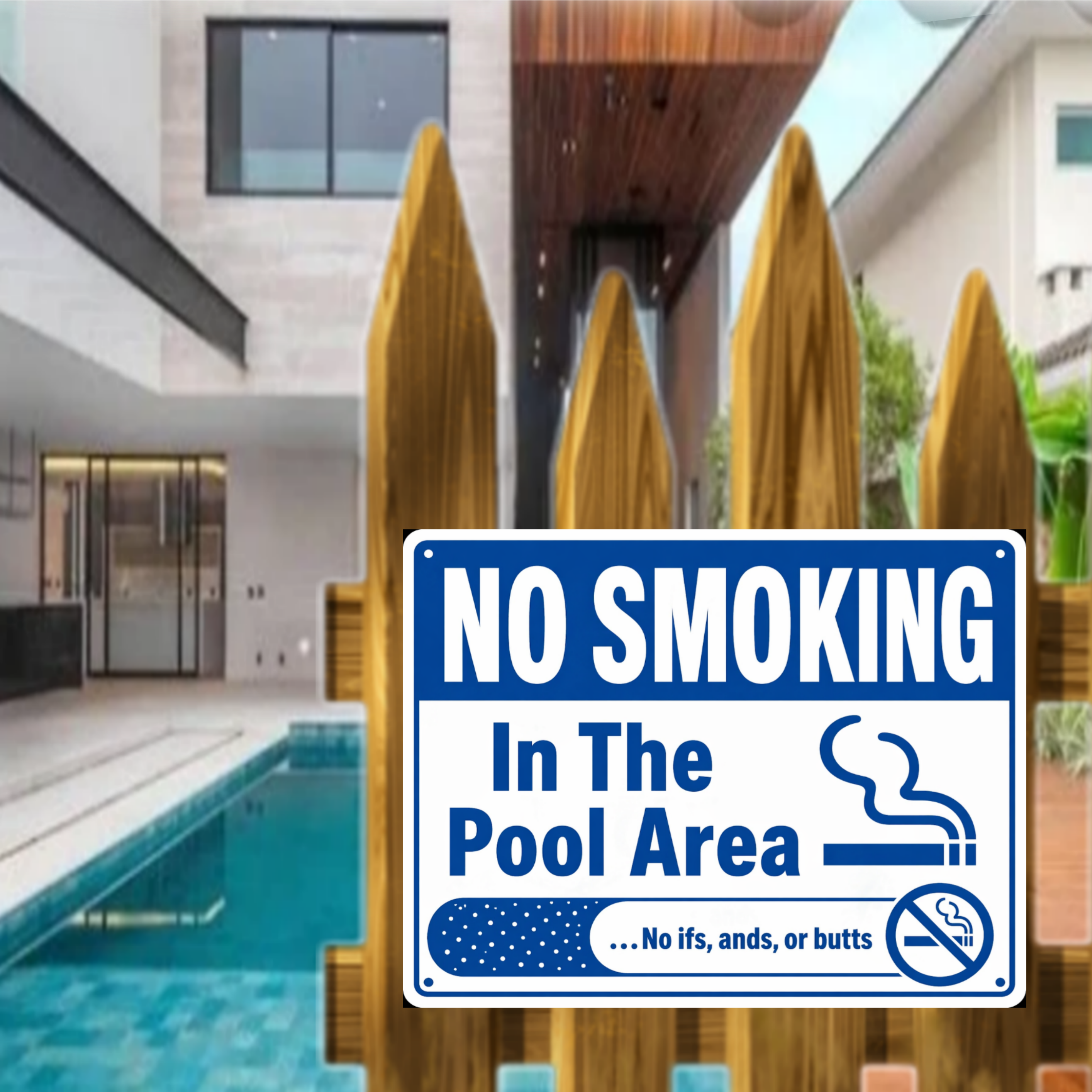 No Smoking In The Pool Area Sign 13x19 Laminated Pool Rules Decor Backyard Pool Safety No Smoking Wall Sign