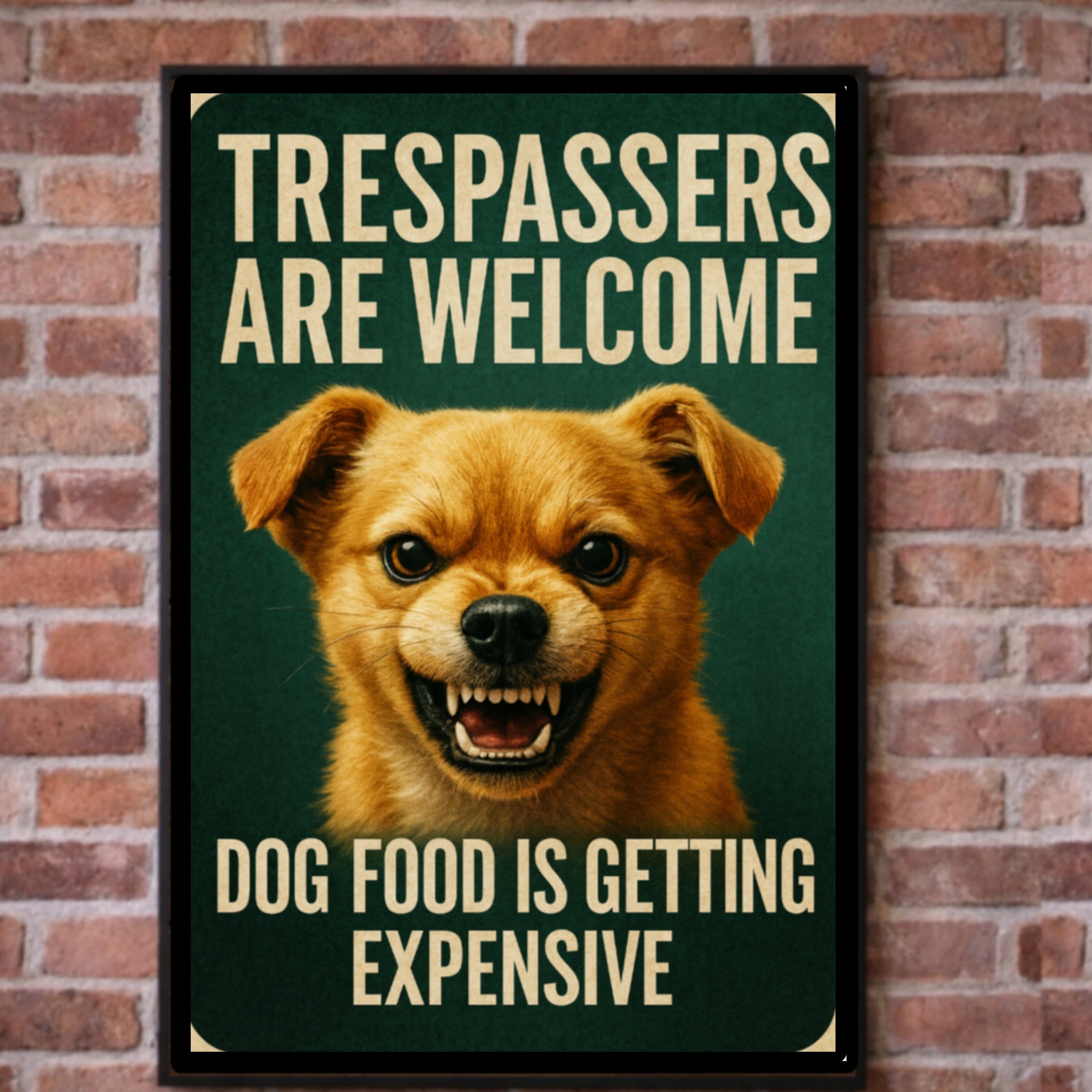 Trespassers Are Welcome LAMINATED Funny Dog Sign – Beware of Dog Yard Warning Sign 13x19in