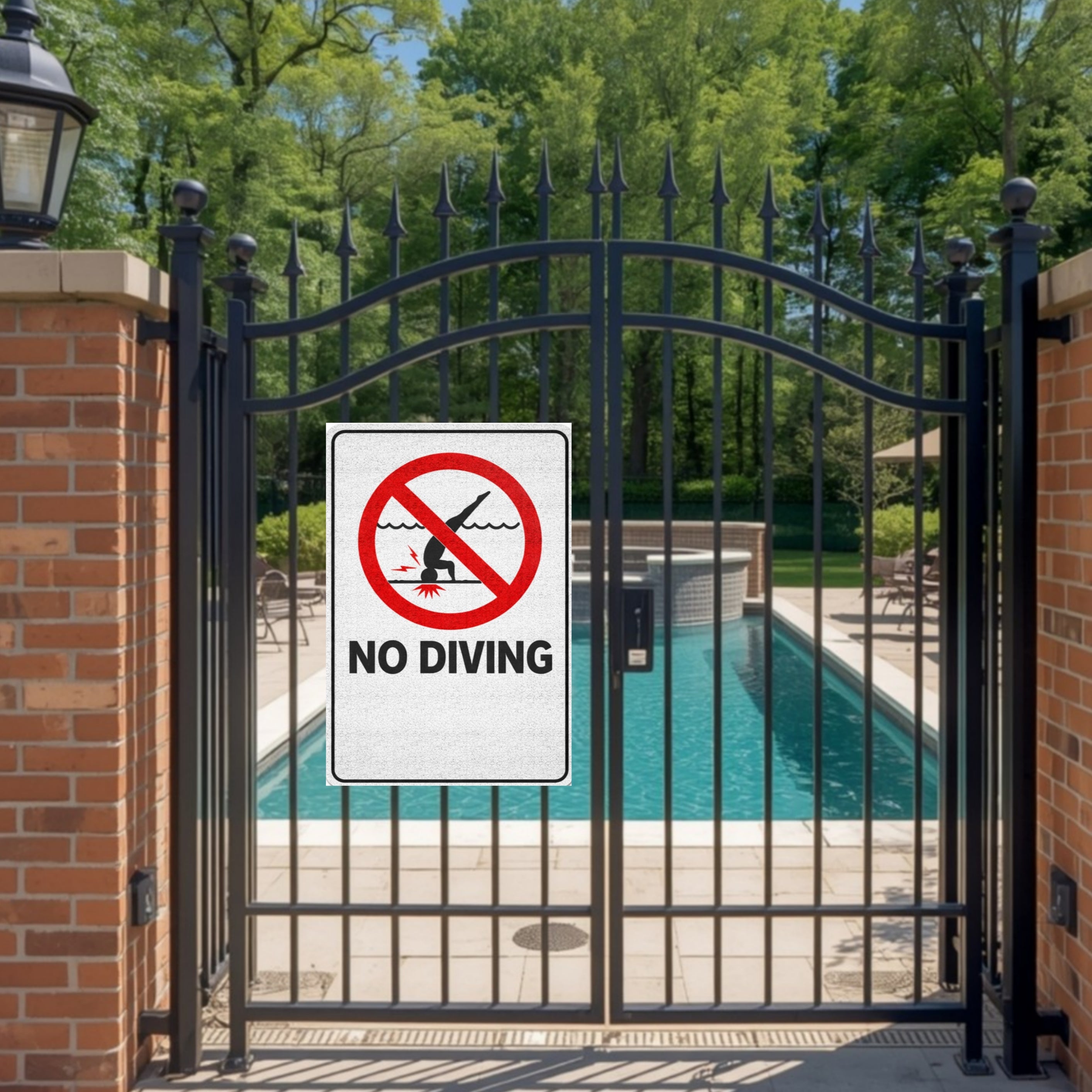 No Diving Pool Sign Safety Warning Poster 13x19 Laminated Pool Area Sign Outdoor Pool Rules Decor
