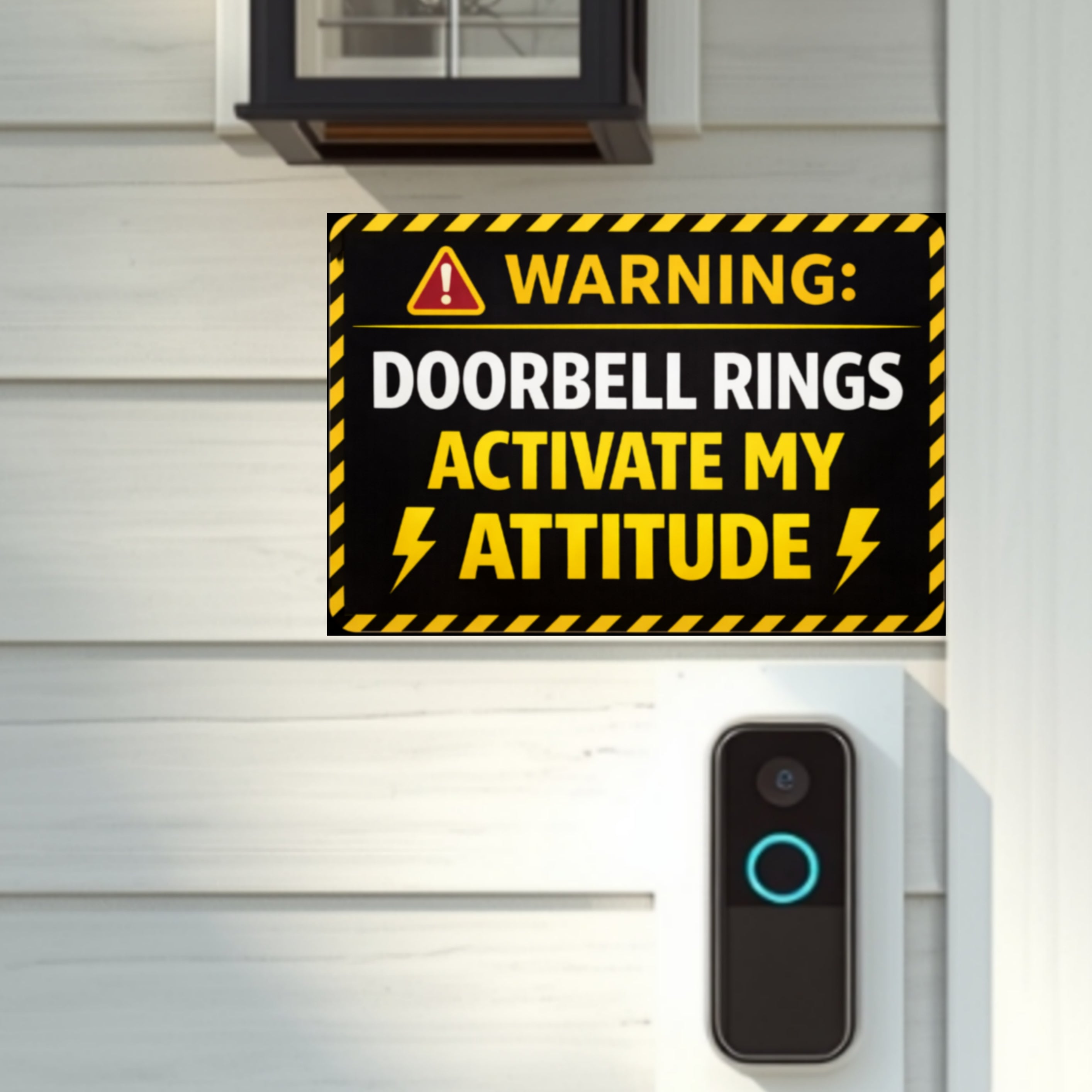 Warning Doorbell Rings Activate My Attitude Funny Door Sign Bold Caution Home Decor 5x9in