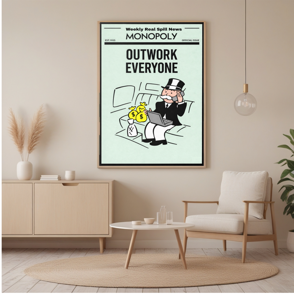 Outwork Everyone Monopoly Style Motivational Poster – 13x19 Laminated Hustle Wall Art