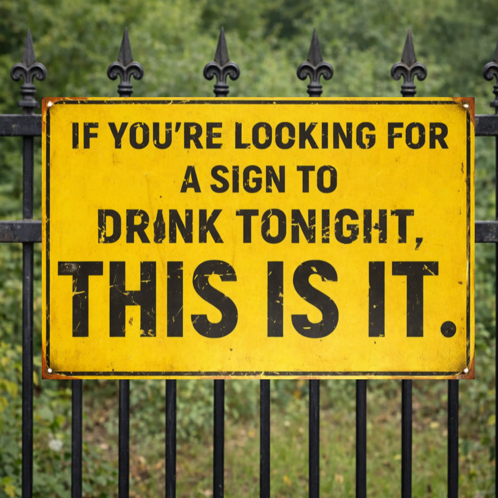 Funny Party Sign – “If You’re Looking for a Sign to Drink Tonight, This Is It” | Bar Decor Wall Art (13x19)
