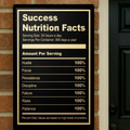 Success Nutrition Facts Laminated Print– Entrepreneur Motivation Wall Art | Hustle Mindset Decor 13x19in