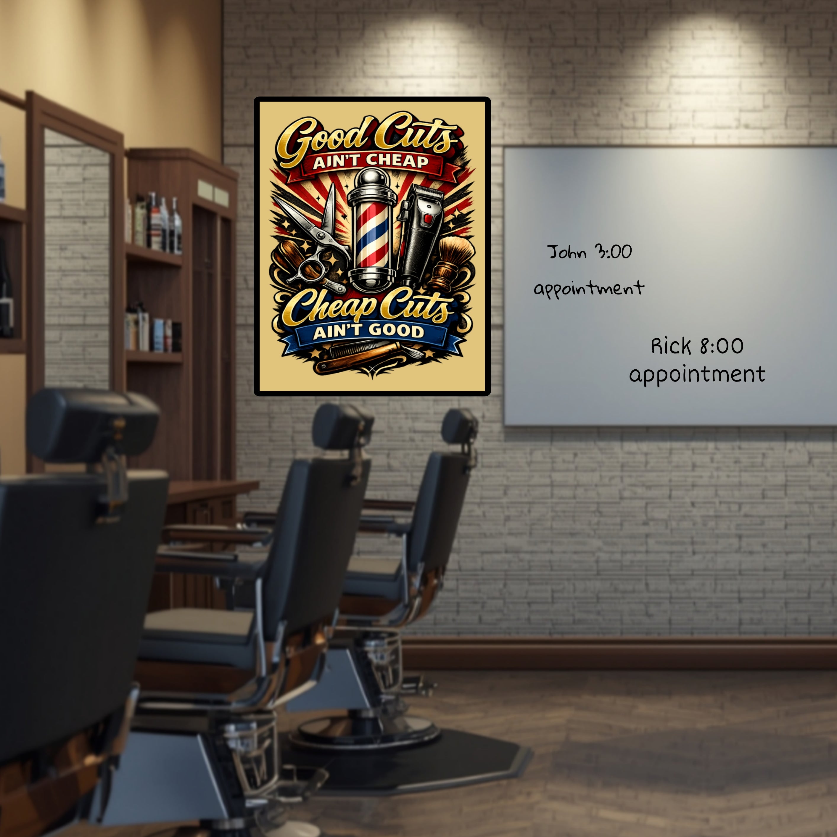 Good Cuts Ain’t Cheap Barber Poster 13x19 Laminated Barber Shop Decor Haircut Sign Funny Barber Wall Art