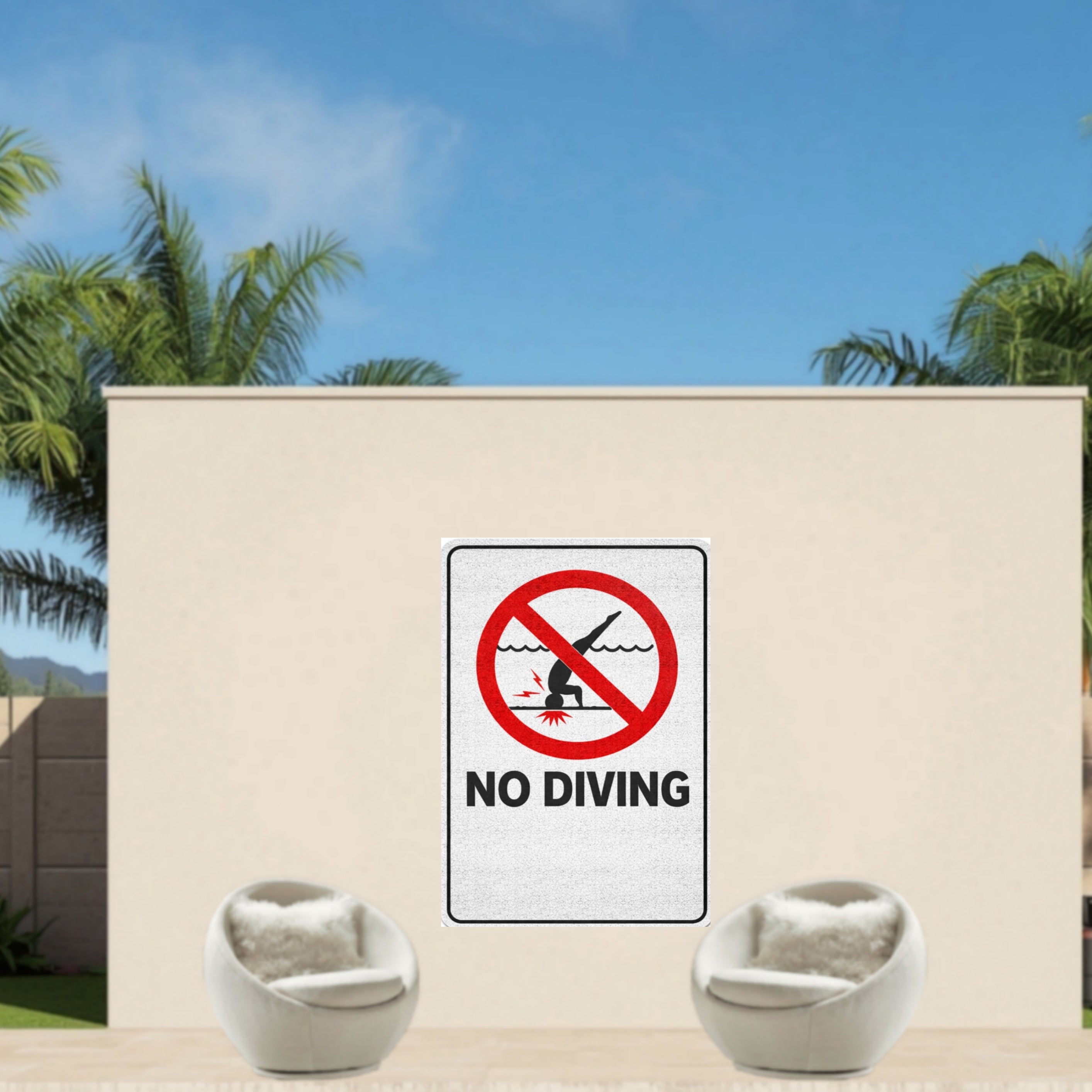 No Diving Pool Sign Safety Warning Poster 13x19 Laminated Pool Area Sign Outdoor Pool Rules Decor