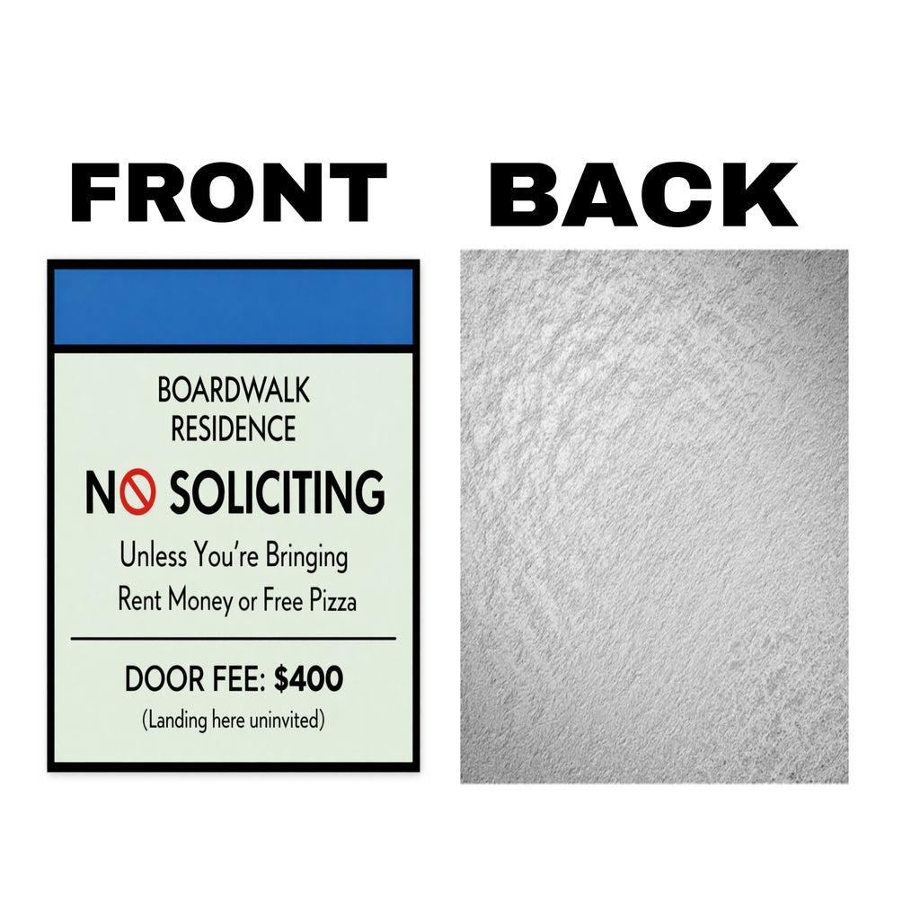 Boardwalk No Soliciting Sign – Funny Door Sign | “Unless You’re Bringing Rent or Pizza” | Modern Home Entry Decor