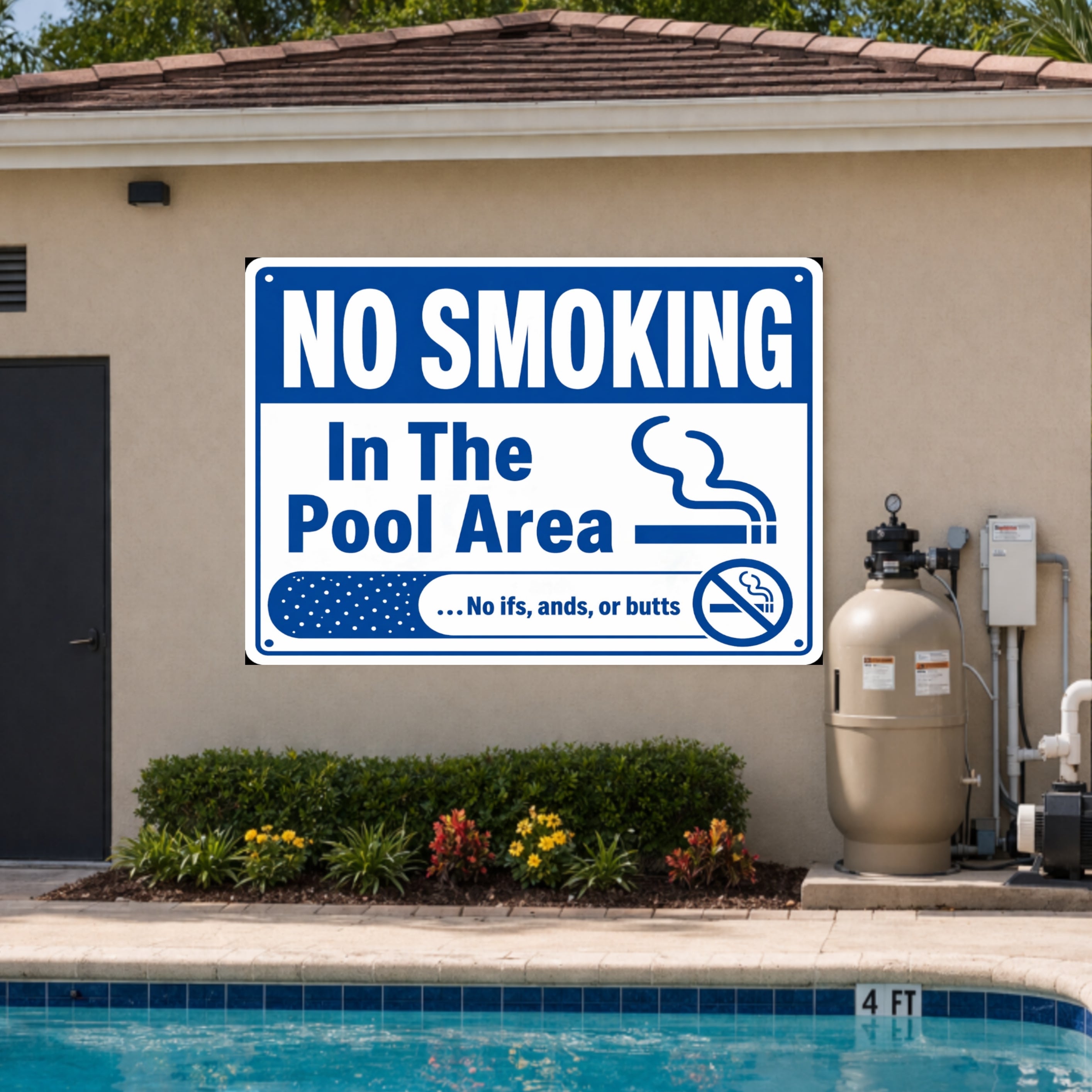 No Smoking In The Pool Area Sign 13x19 Laminated Pool Rules Decor Backyard Pool Safety No Smoking Wall Sign