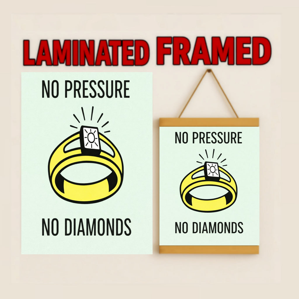 No Pressure No Diamonds Motivational Poster – Hard Work Success Wall Art 13x19in Laminated or Framed