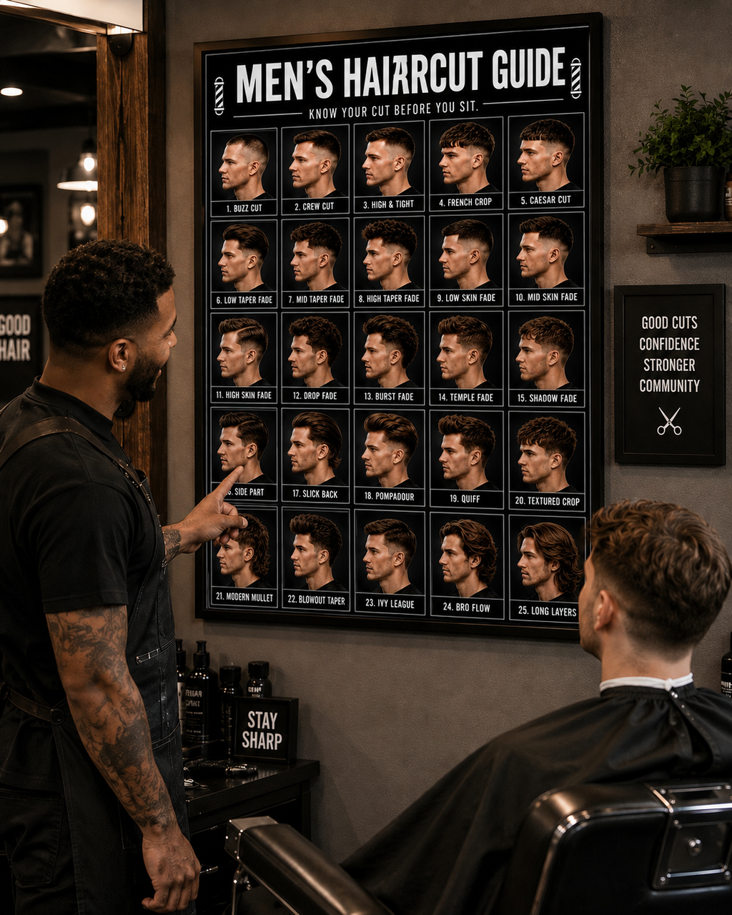 💈 MEN’S HAIRCUT GUIDE – 25 POPULAR STYLES
Give your barbershop a professional upgrade while making haircut consultations easier.