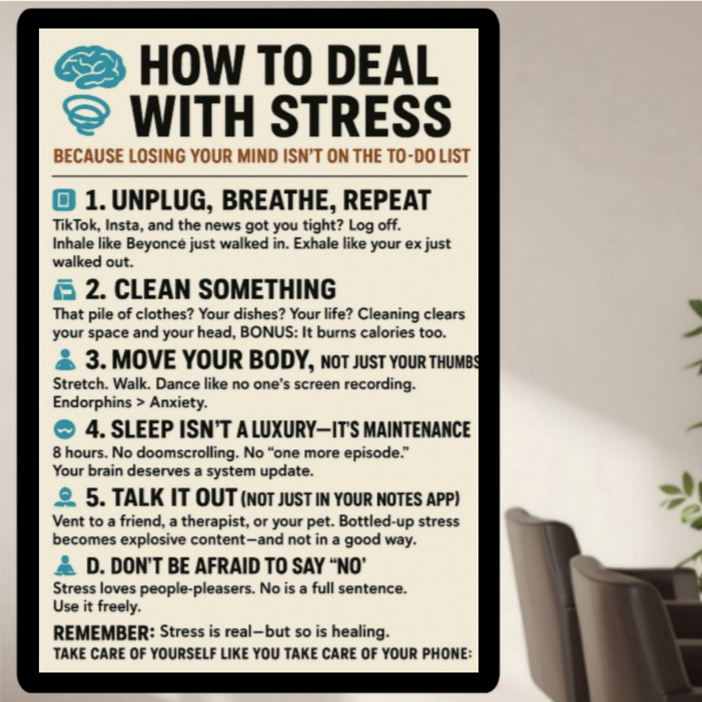 How To Deal With Stress Poster 13x19 Laminated Mental Health Wall Art Motivational Self Care Sign Anxiety Relief Decor Office Home