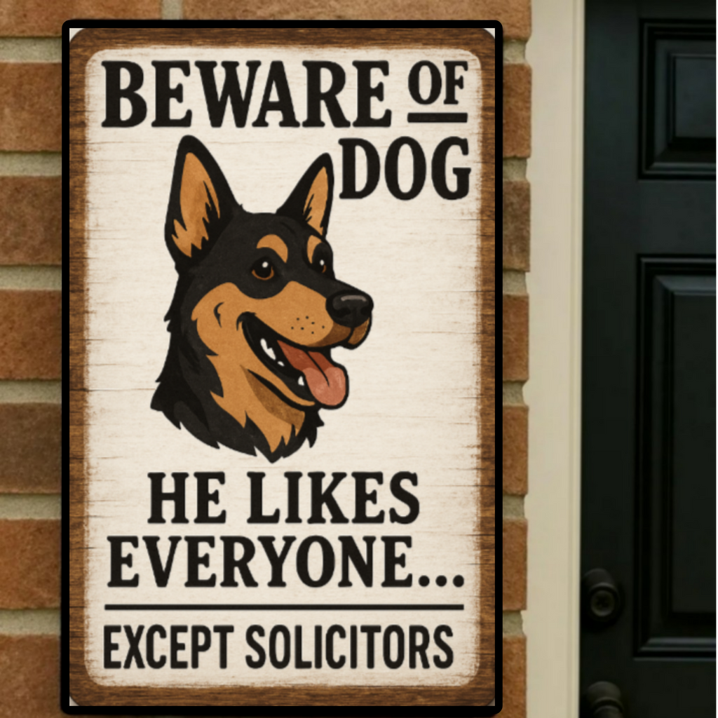 Beware of Dog No Soliciting Sign – Funny Door Warning Sign for Home 13x19in