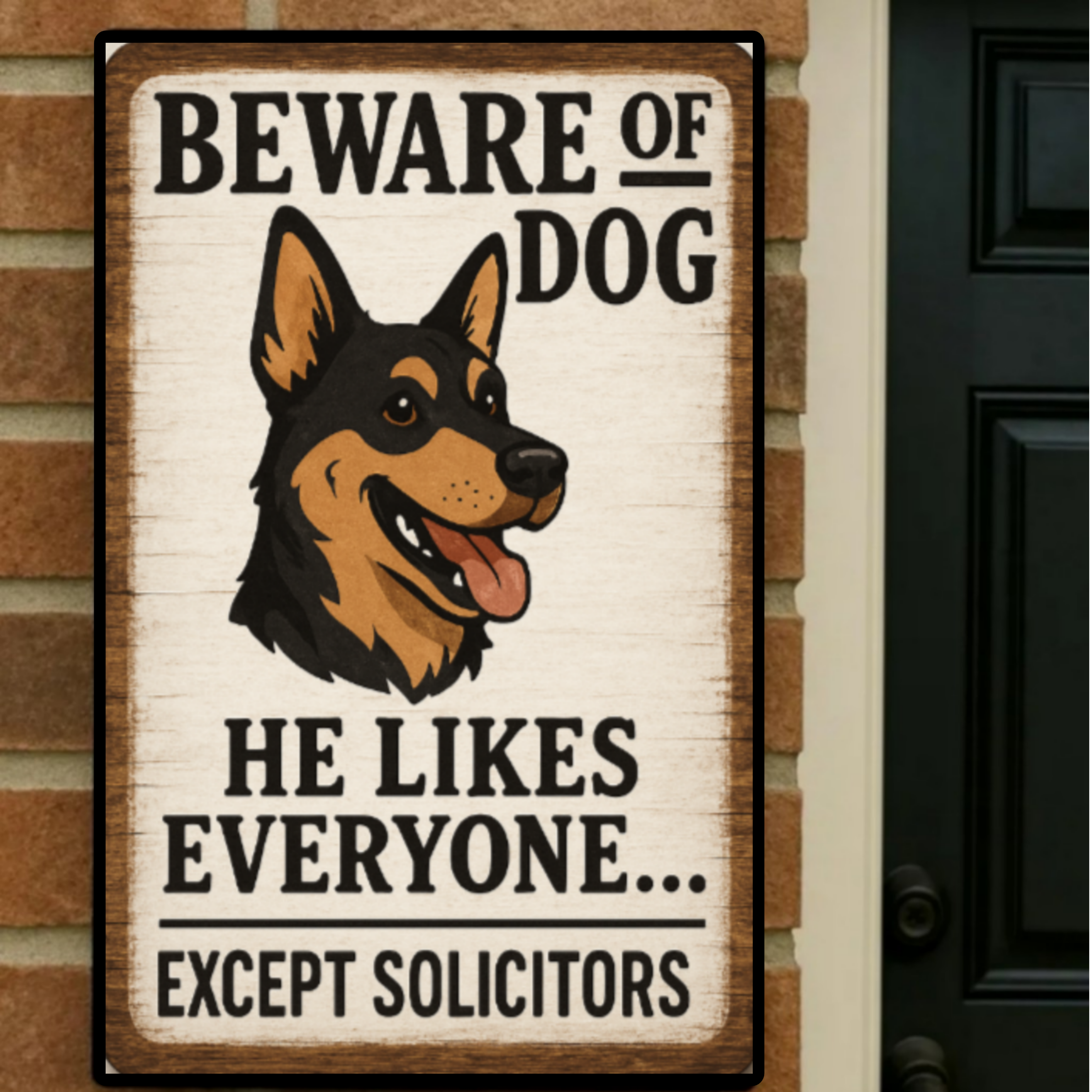 Beware of Dog No Soliciting Sign – Funny Door Warning Sign for Home 13x19in