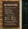 No Soliciting Door Sign – Funny Front Door Warning | Rustic Wood Style Home Entry Sign 13x19in Laminated or Framed