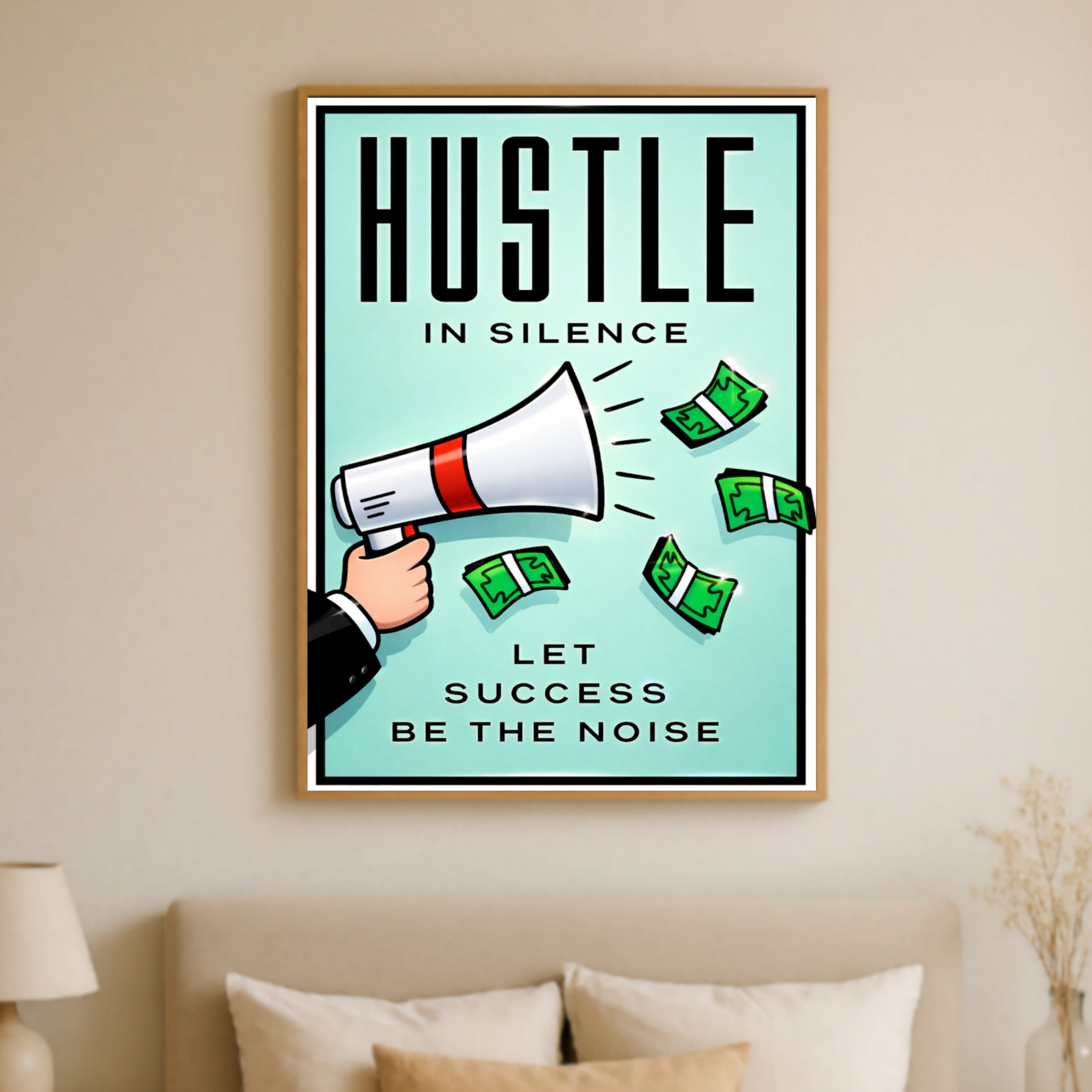 Hustle In Silence Let Success Be The Noise Poster – 13x19 Laminated Motivational Wall Art