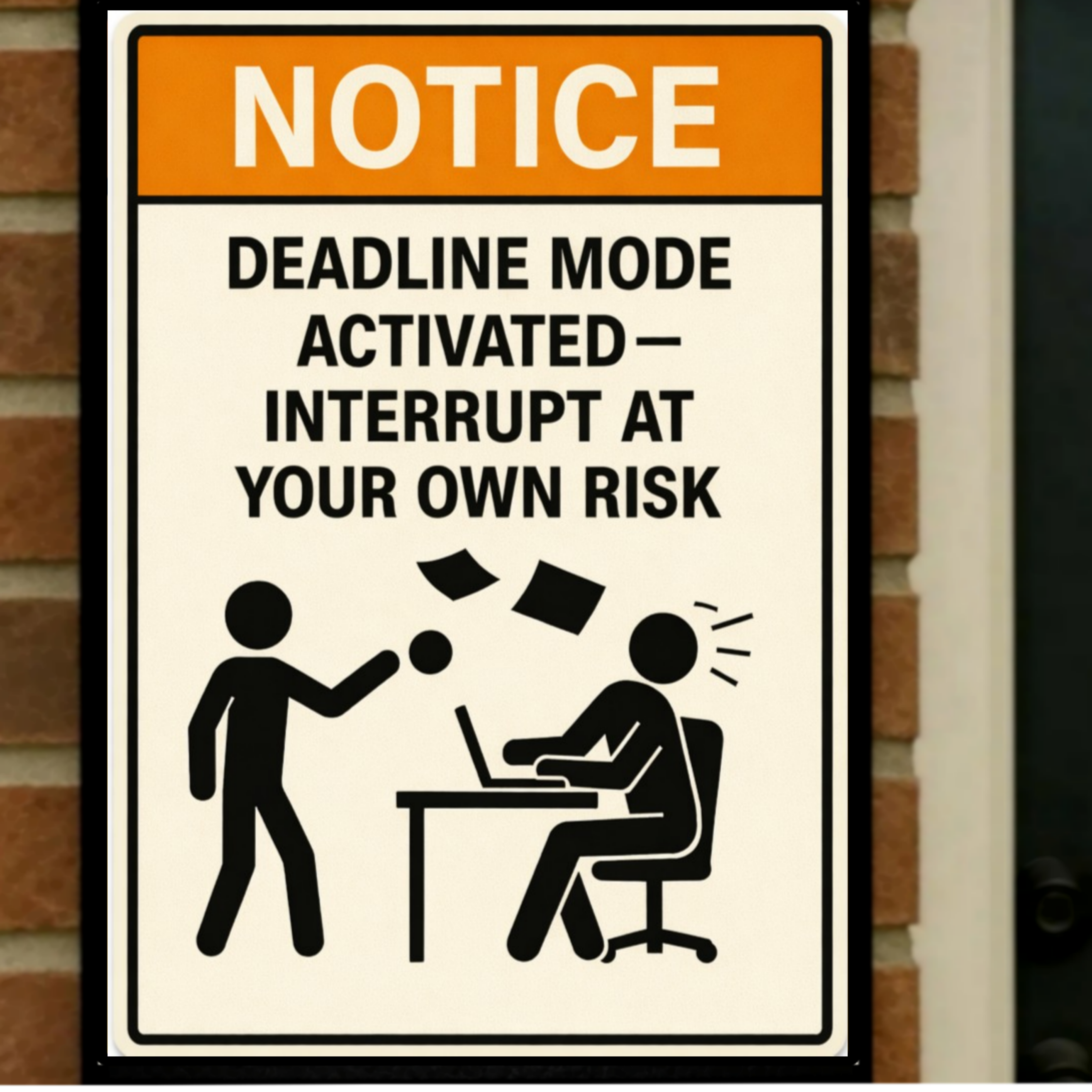 Deadline Mode Activated Funny Notice Sign 13x19 Laminated Print Office Humor Work Warning Sign Productivity Decor Gift