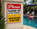 Funny Bathroom Sign Laminated 13x19 | Please Clean Up After Yourself Sign | Restroom Wall Decor | Funny House Rules Sign