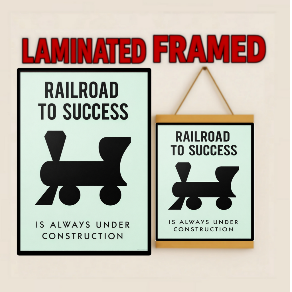 Railroad to Success Wall Art – Entrepreneur Motivation 13x19in Laminated or Framed| Business Mindset Decor
