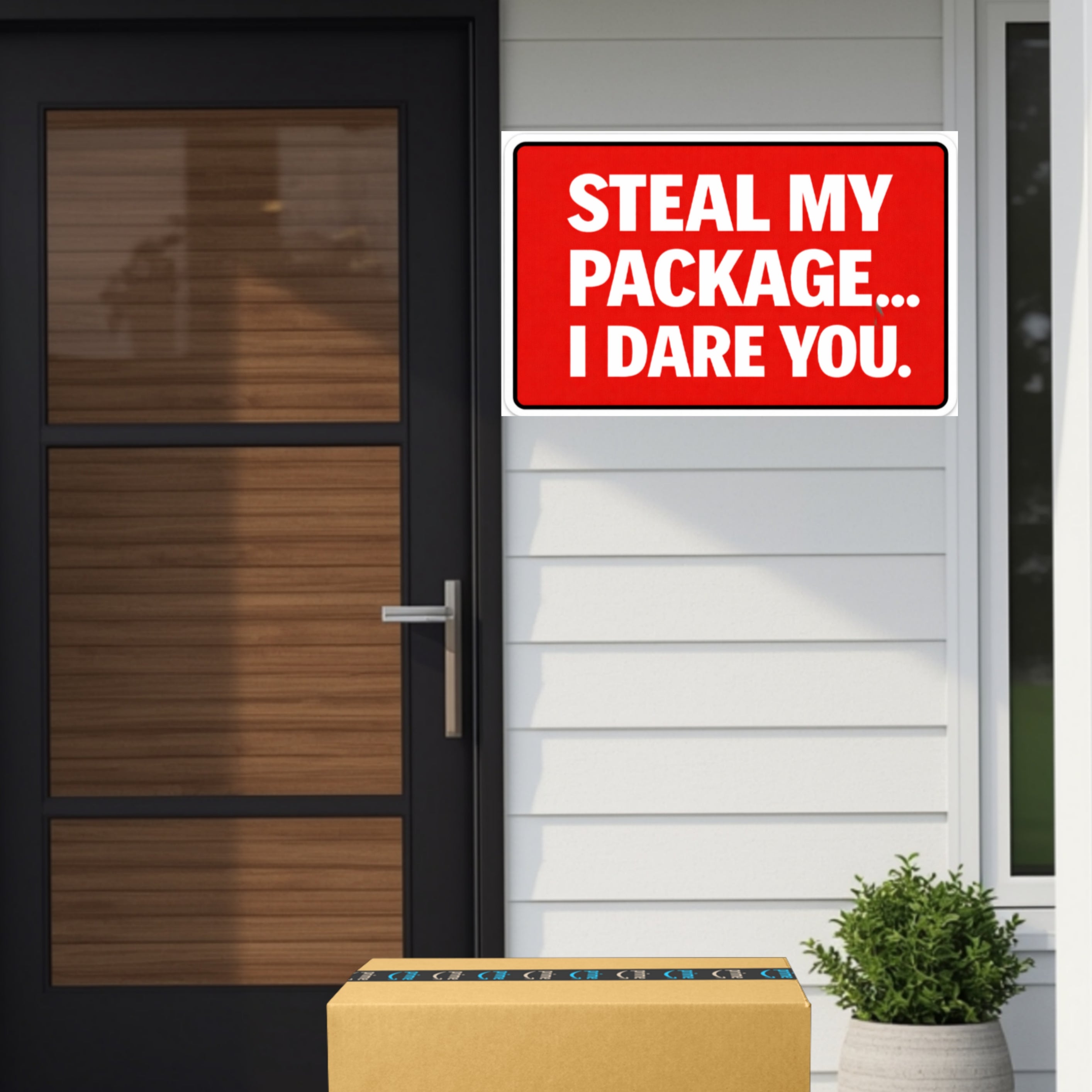 Steal My Package I Dare You Sign Funny Porch Pirate Warning Sign Red Security Sign Outdoor Decor 6x9in 12x12in Laminated Weather Resistant