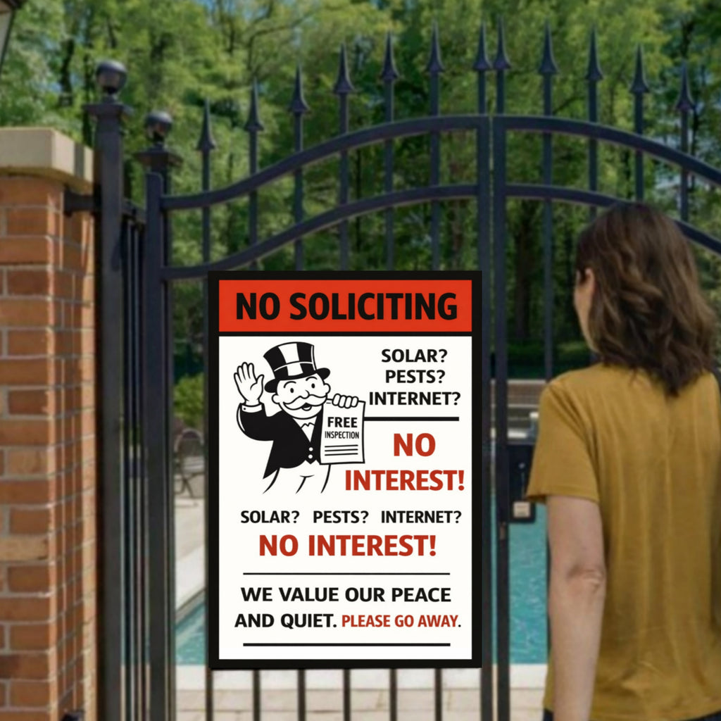 No Soliciting Sign No Interest We Value Our Peace And Quiet 13x19 Laminated Door Sign Funny No Salesmen Sign Home Decor