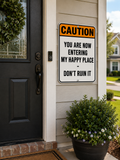 Funny Happy Place Sign Laminated 13x19 | Funny Home Decor | Caution Entering My Happy Place Sign | Man Cave Wall Art