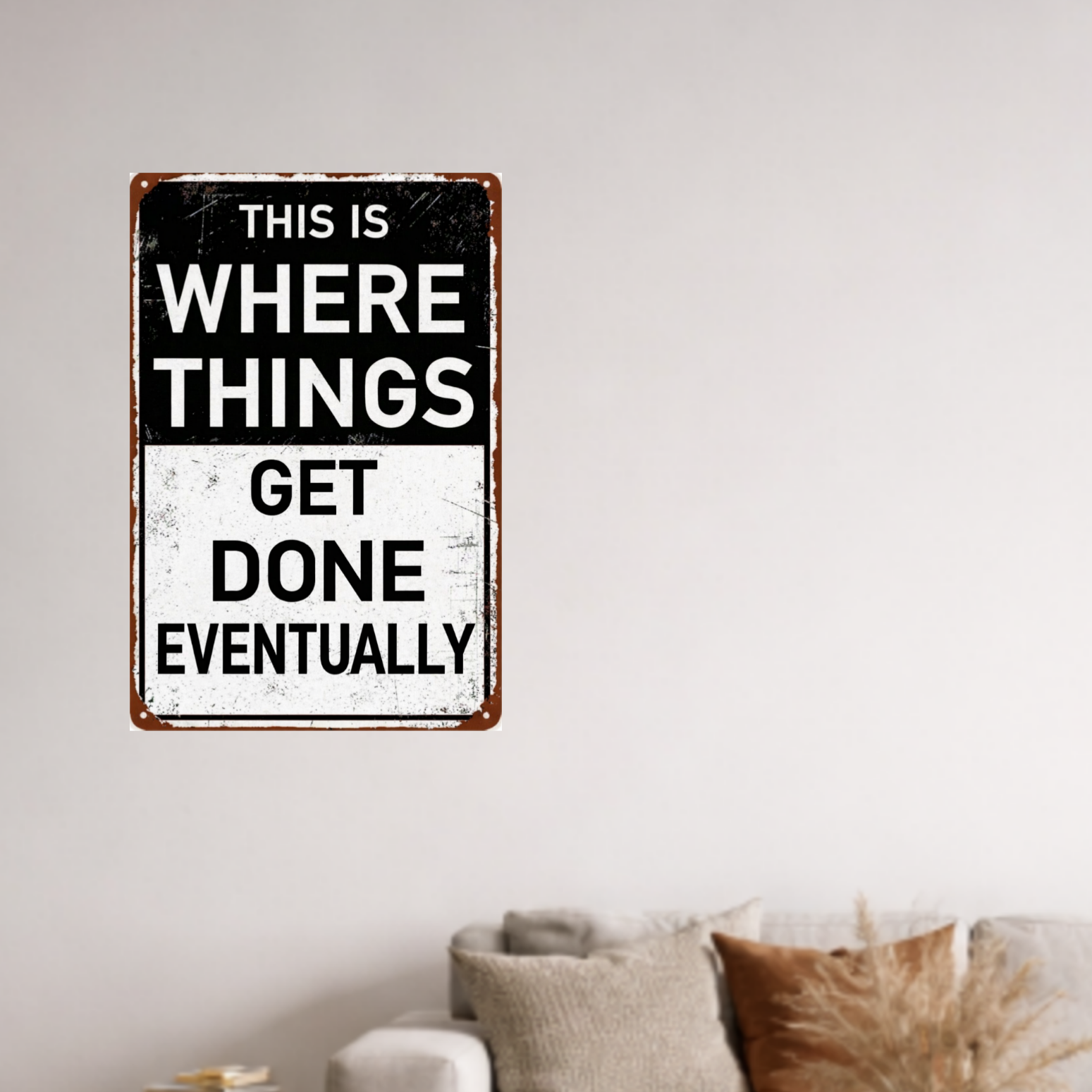 This Is Where Things Get Done Sign 13x19 – Motivational Wall Art, Hustle Mindset Sign, Office Garage Decor, Laminated Sign