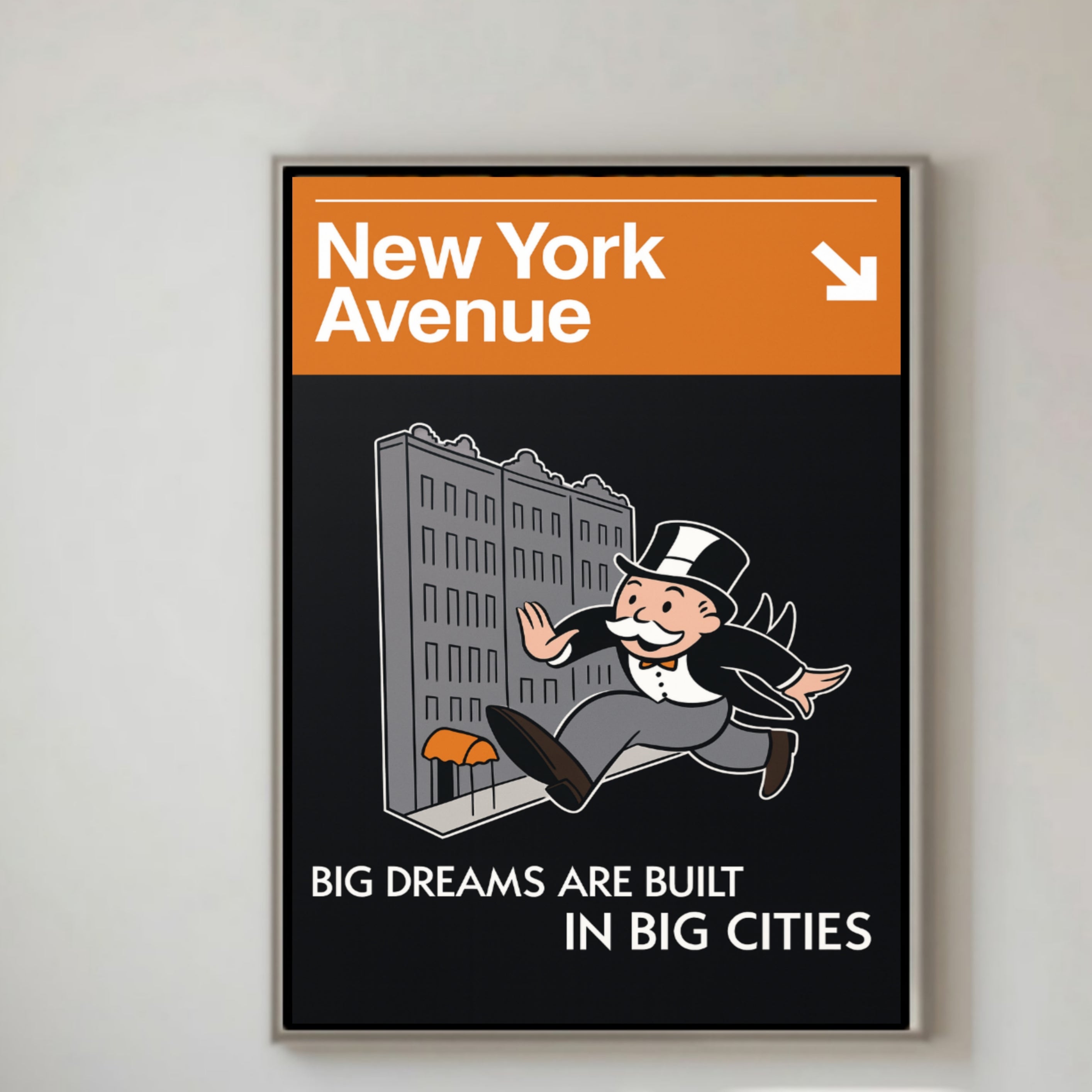 Monopoly-Inspired Motivational Wall Art Set – Pacific Avenue, Park Place & New York Avenue Prints | Framed Modern Hustle Decor
