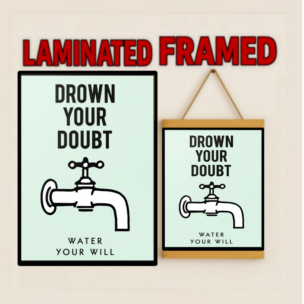 Drown Your Doubt Wall Art – Motivational Success 13x19in Laminated Print| Entrepreneur Mindset Decor | Office Inspiration Sign