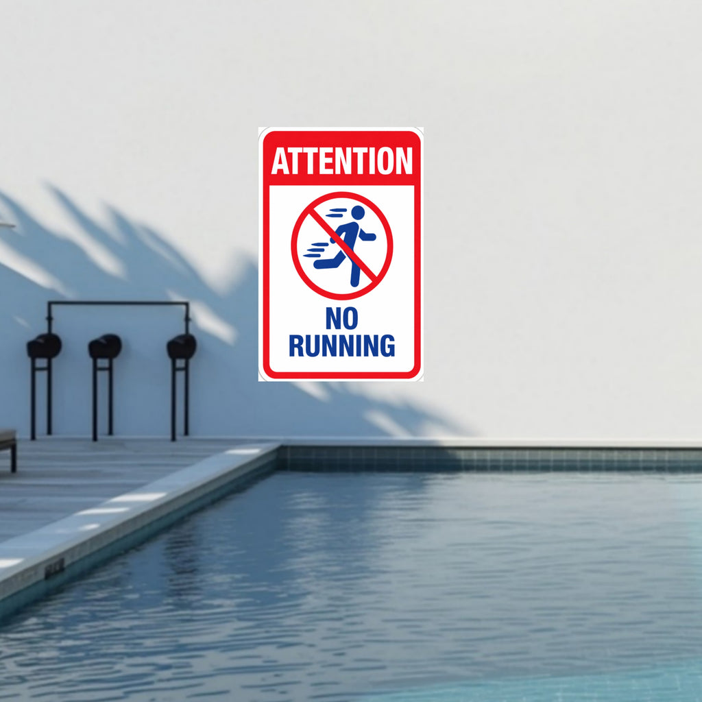 No Running Pool Sign Safety Warning Sign 13x19 Laminated Pool Area Sign Outdoor Pool Safety Decor