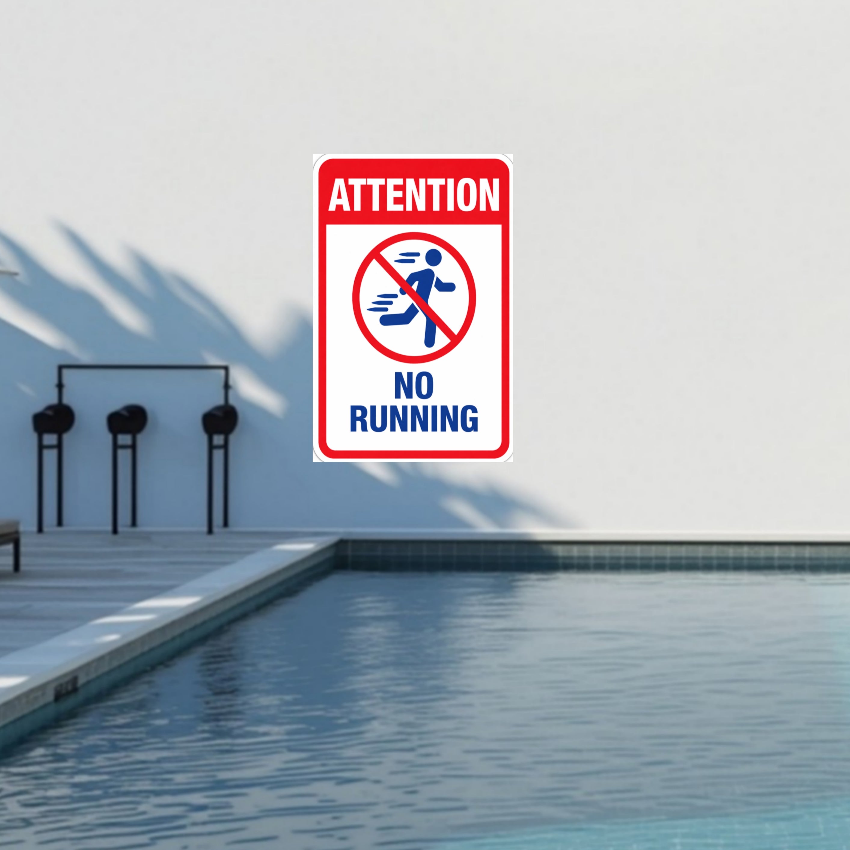 No Running Pool Sign Safety Warning Sign 13x19 Laminated Pool Area Sign Outdoor Pool Safety Decor