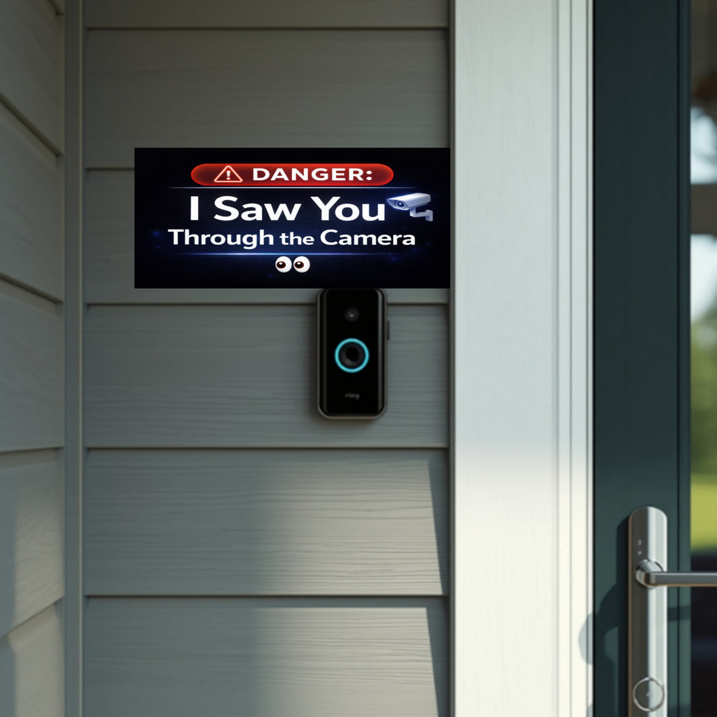 Security Camera Warning Sign I Saw You Through The Camera Modern Door Sign Home Protection Decor