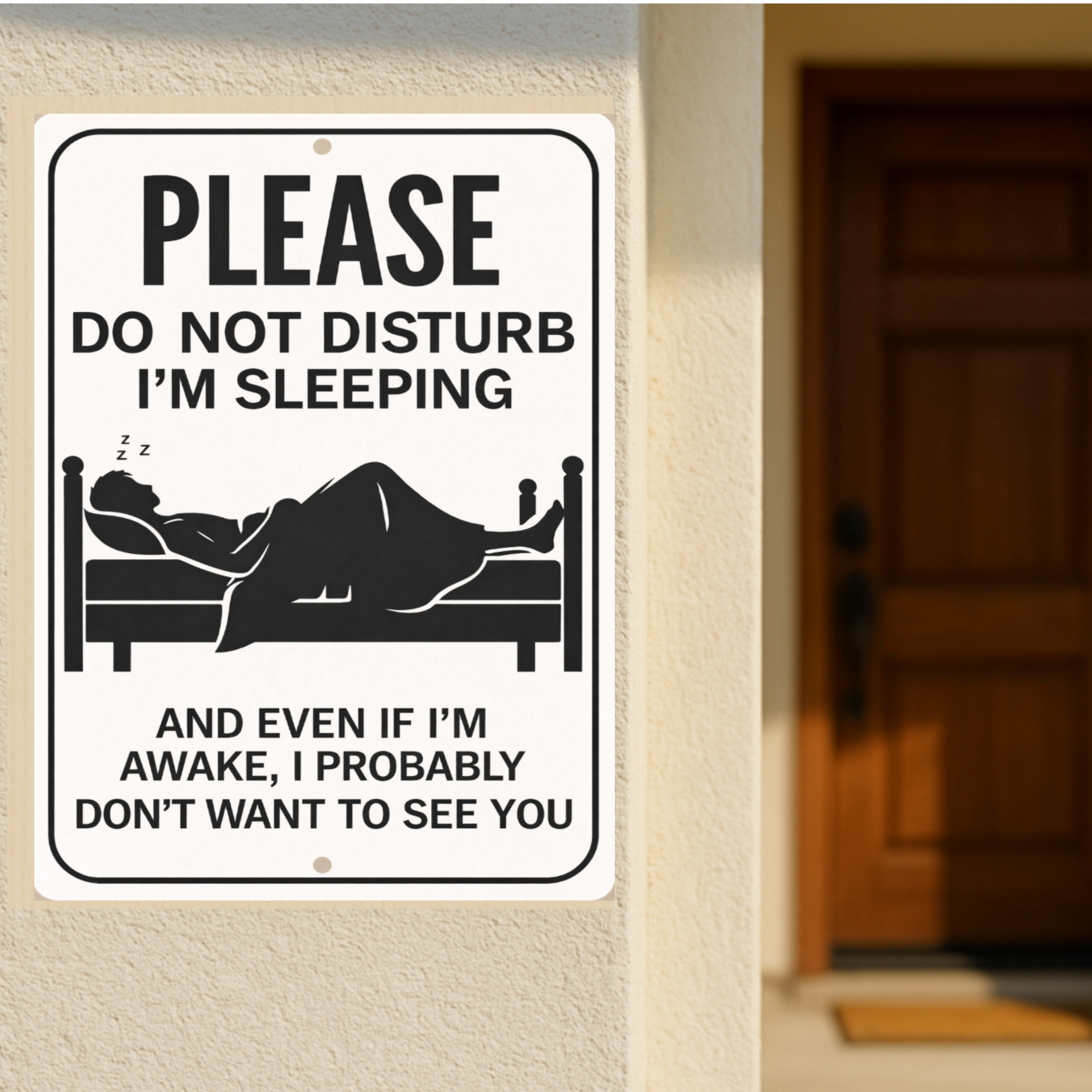 Please Do Not Disturb I’m Sleeping Sign – Funny Door Warning Sign | Home Privacy Decor 13x19in Laminated Print
