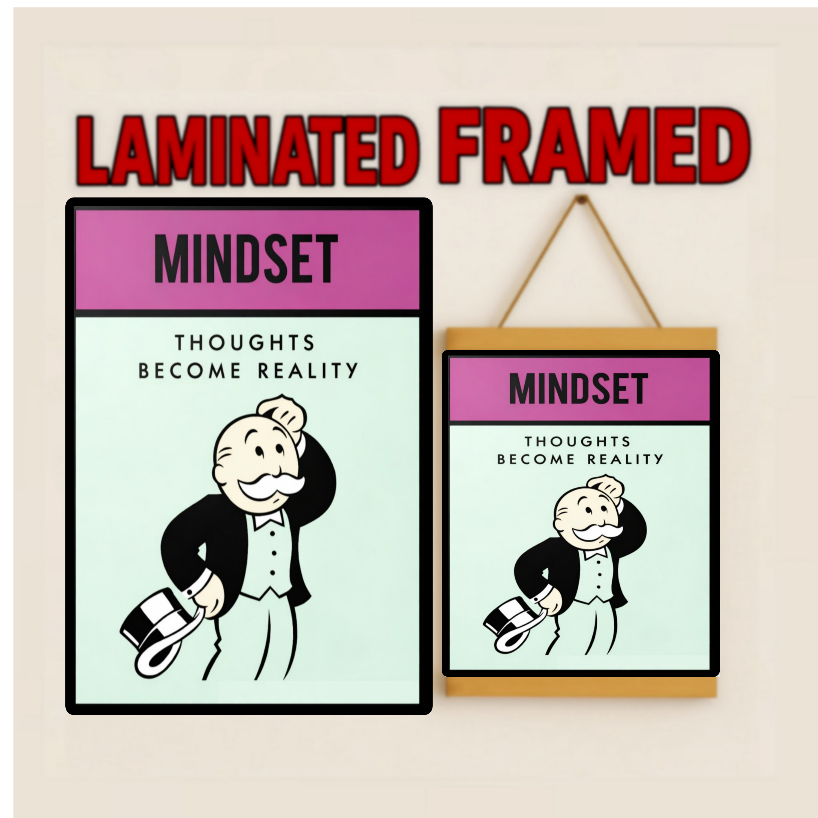 Mindset Wall Art Thoughts Become Reality Motivational Poster 13x19 Laminated Success Mindset Decor Inspirational Office Wall Art