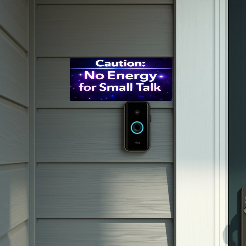 Caution No Energy For Small Talk Sign Funny Introvert Door Sign Modern Home Decor Statement Piece 5x9in