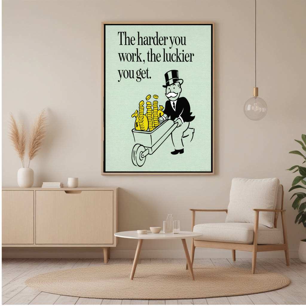 The Harder You Work The Luckier You Get Poster – 13x19 Laminated Motivational Wall Art