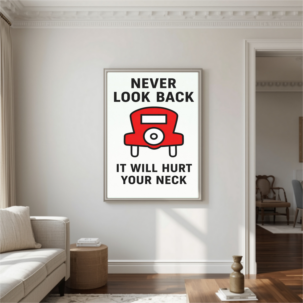 Never Look Back Motivational Monopoly Print – Success Mindset Wall Art 13x19in Laminated or Framed