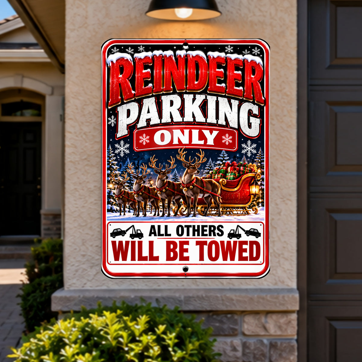 Reindeer Parking Only Sign, 13x19 Laminated Funny Christmas Holiday Parking Decor