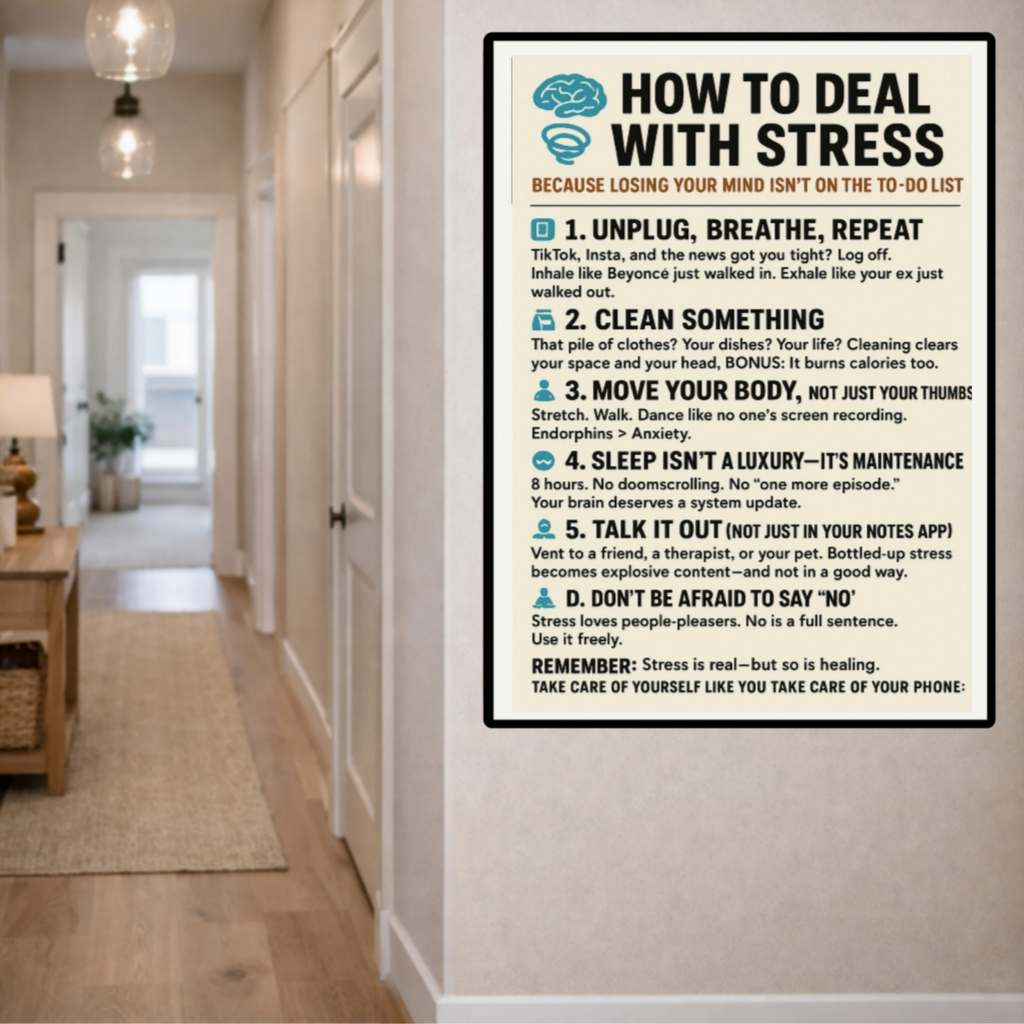 How To Deal With Stress Poster 13x19 Laminated Mental Health Wall Art Motivational Self Care Sign Anxiety Relief Decor Office Home