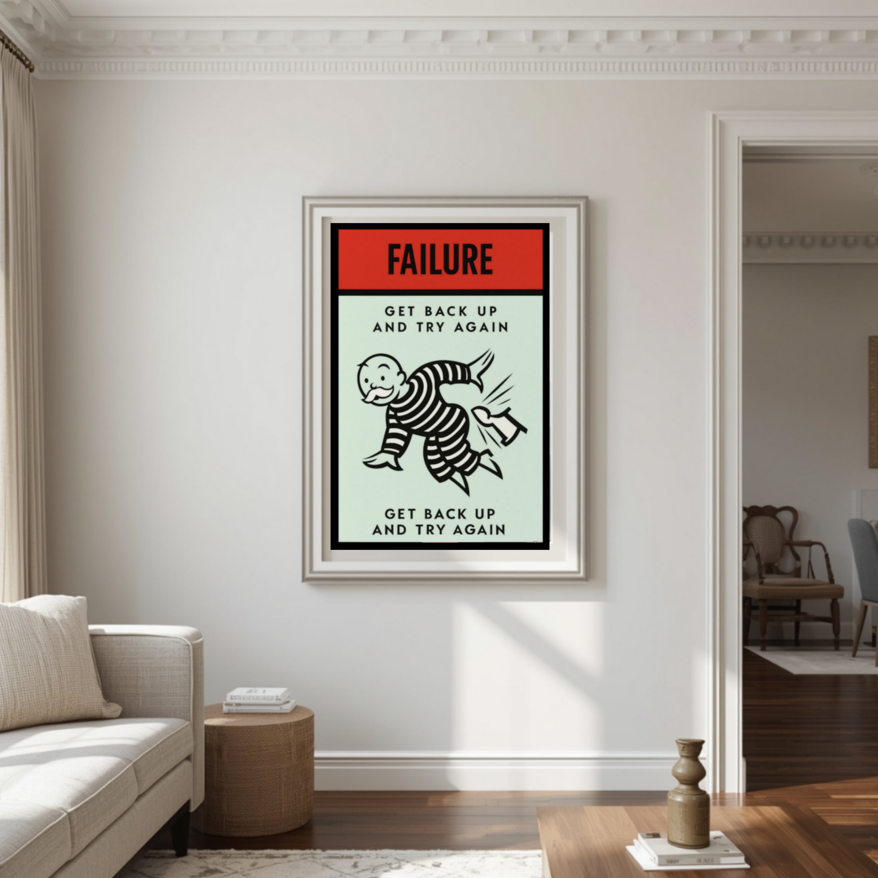 Failure Motivational Poster – Get Back Up and Try Again | Growth Mindset Wall Art 13x19in