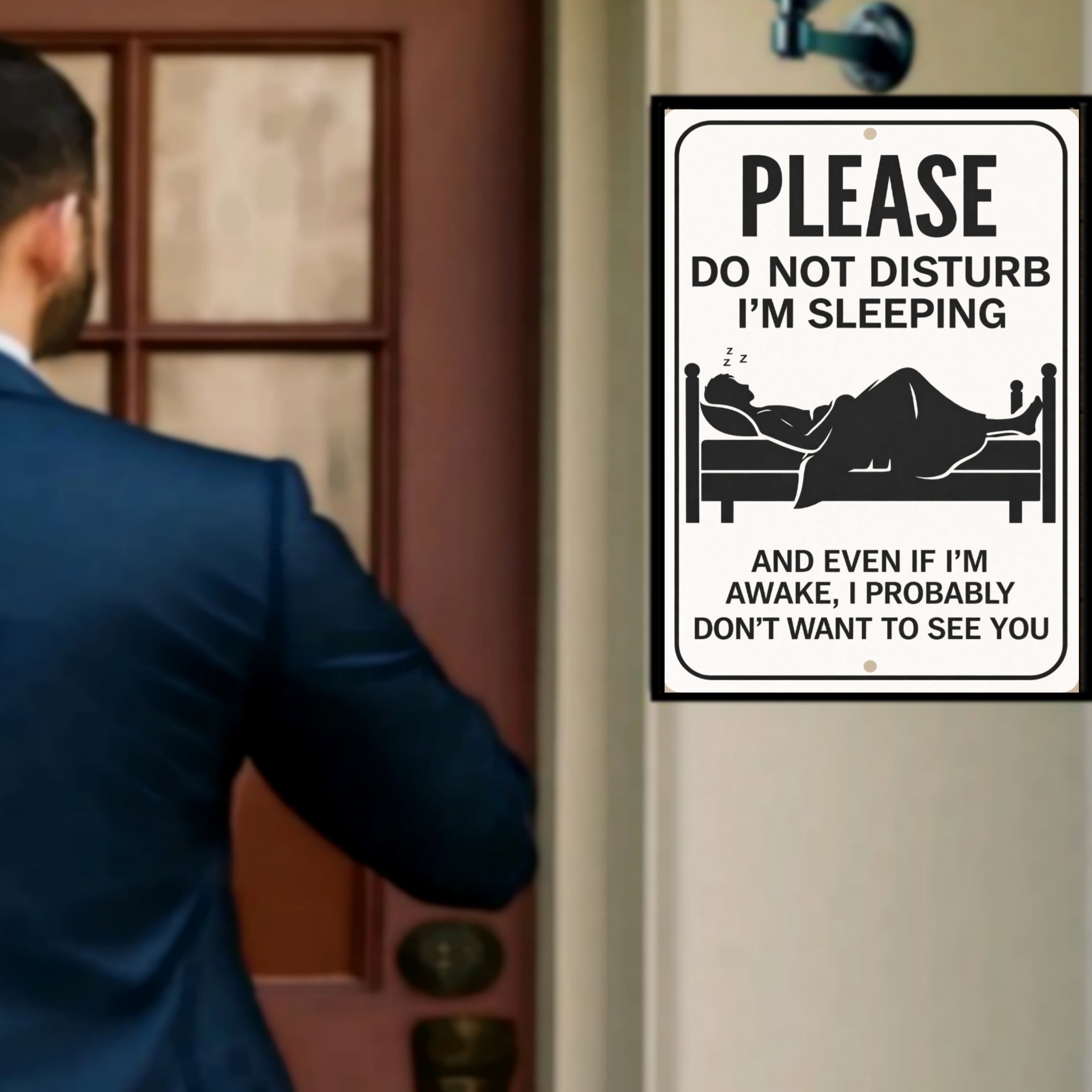 Please Do Not Disturb I’m Sleeping Sign – Funny Door Warning Sign | Home Privacy Decor 13x19in Laminated Print