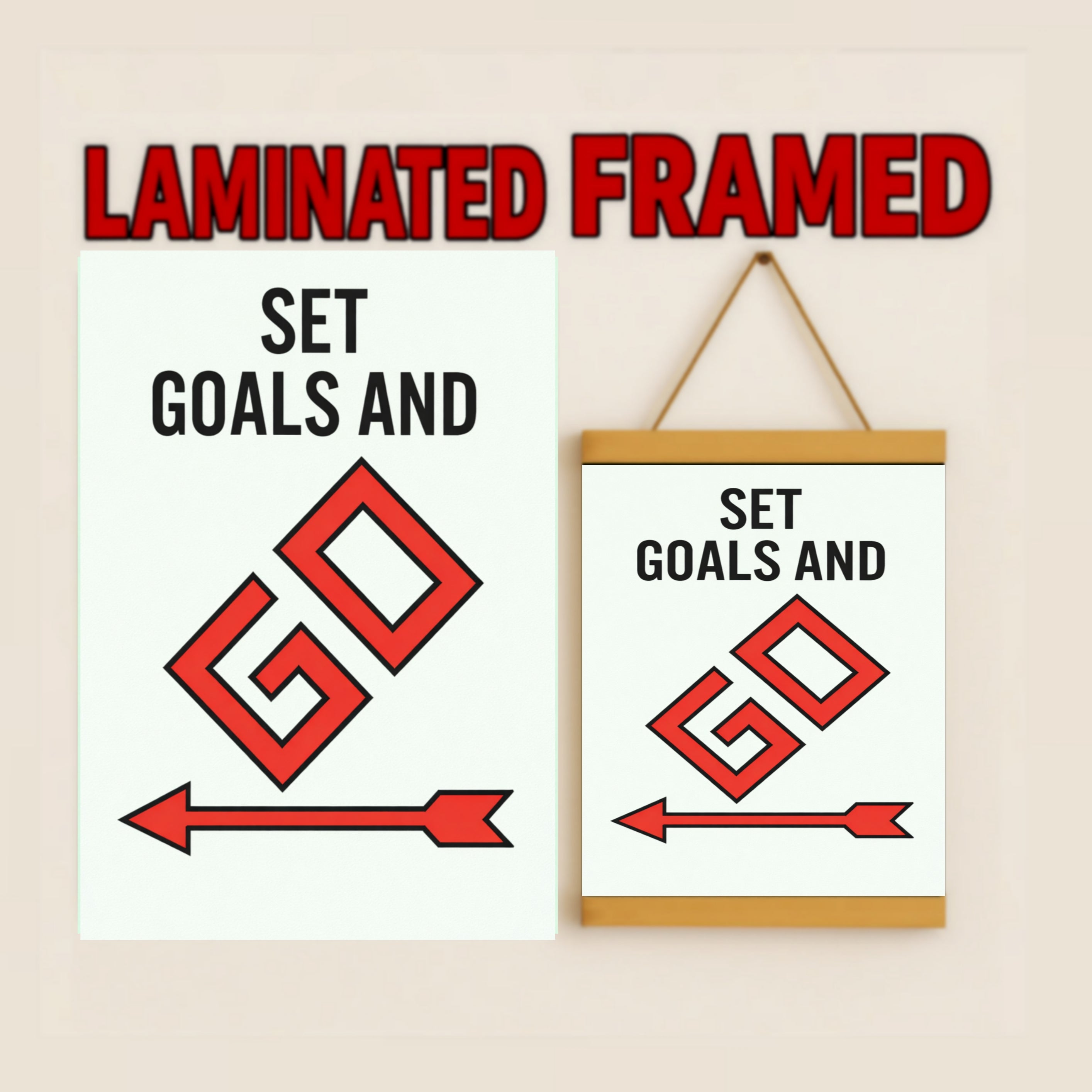 Set Goals and Go Motivational Monopoly Laminated or Framed Print – Success Mindset Wall Art for Entrepreneurs