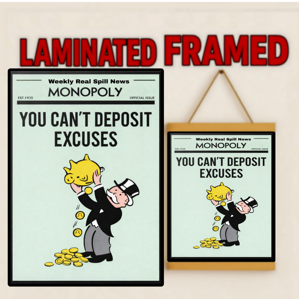 You Can’t Deposit Excuses Motivational Poster – 13x19 Laminated Hustle Wall Art
