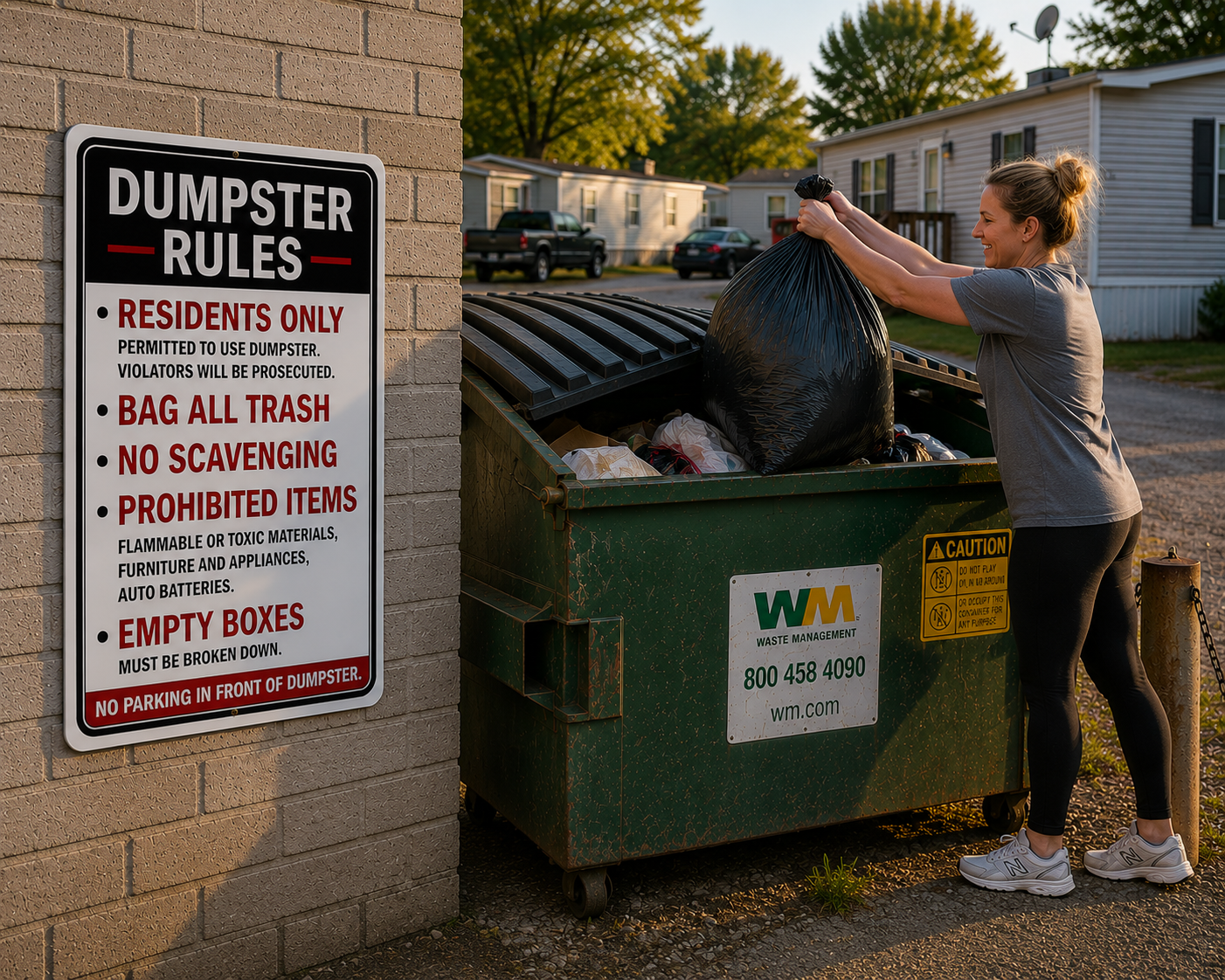 Dumpster Rules Sign Laminated 13x19 | Apartment Dumpster Rules Sign | Property Management Wall Sign | Trash Area Rules Decor